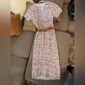 Floral Print Maxi Dress with detachable Belt